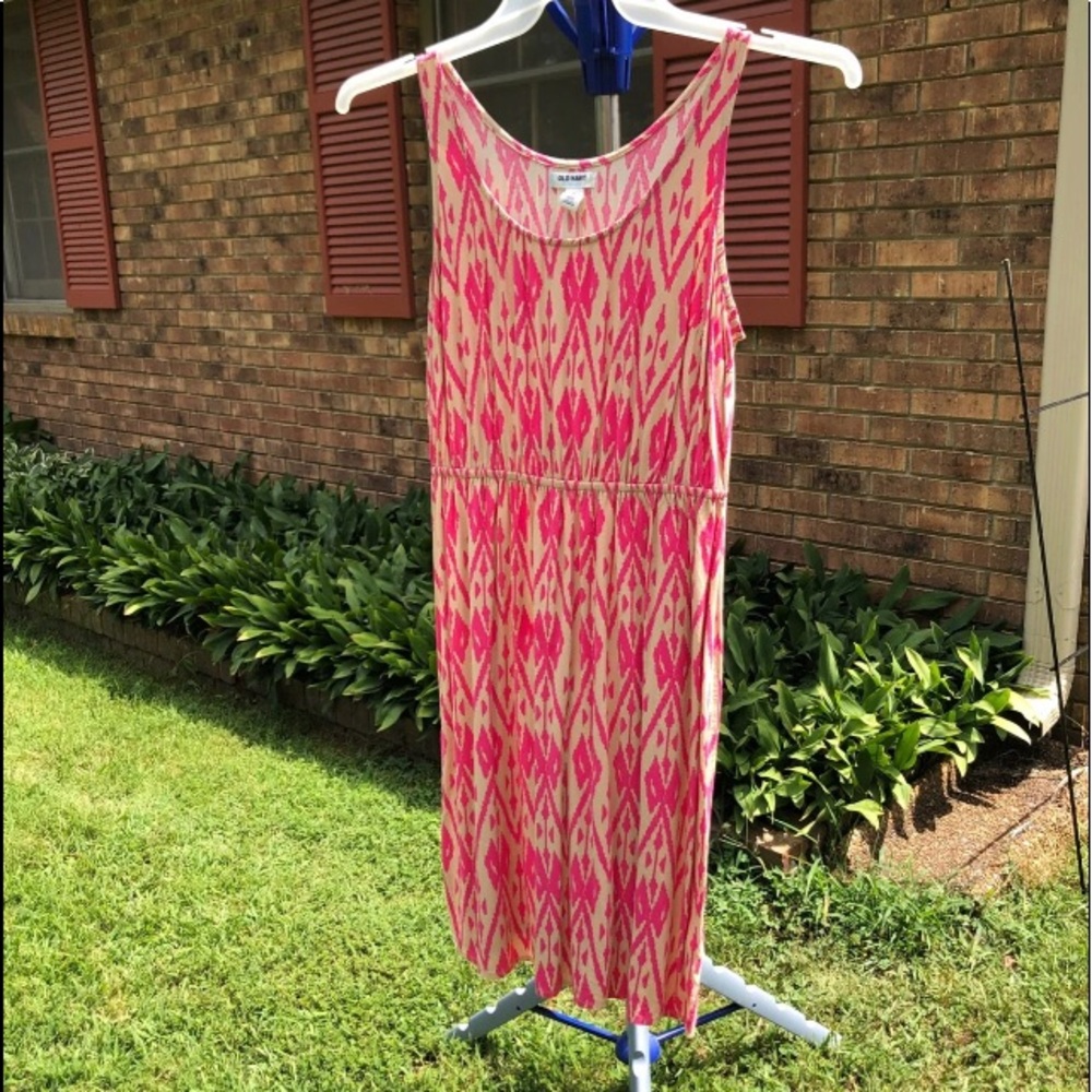 Old Navy Tan Hot Pink Small Dress